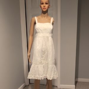 Vineyard Vines Cream Midi Sundress with Square Neckline